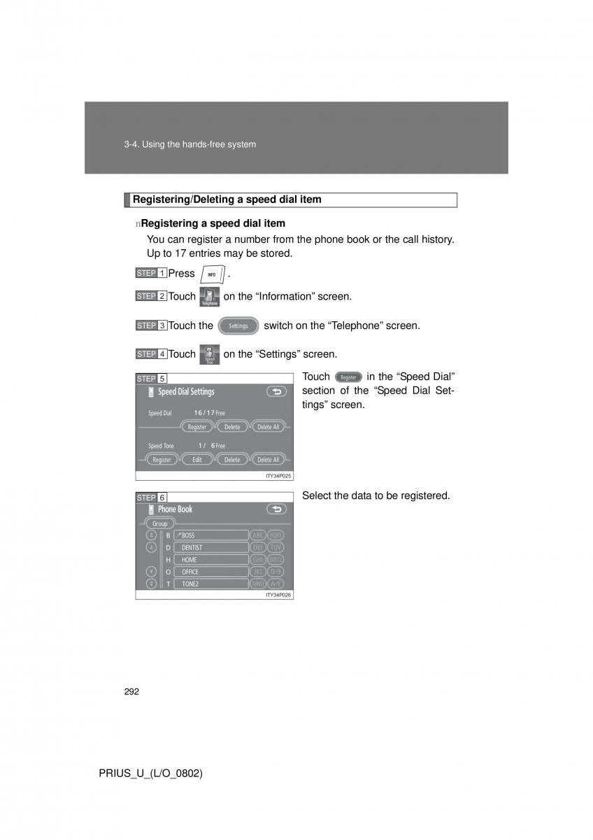 Toyota Prius II 2 NHW20 owners manual / page 283