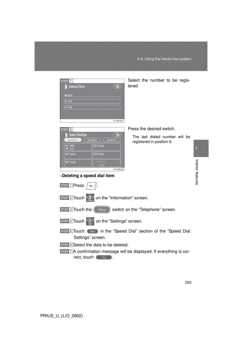 Toyota Prius II 2 NHW20 owners manual / page 284