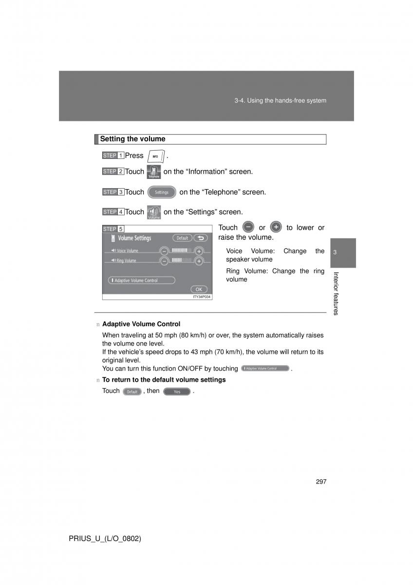 Toyota Prius II 2 NHW20 owners manual / page 288