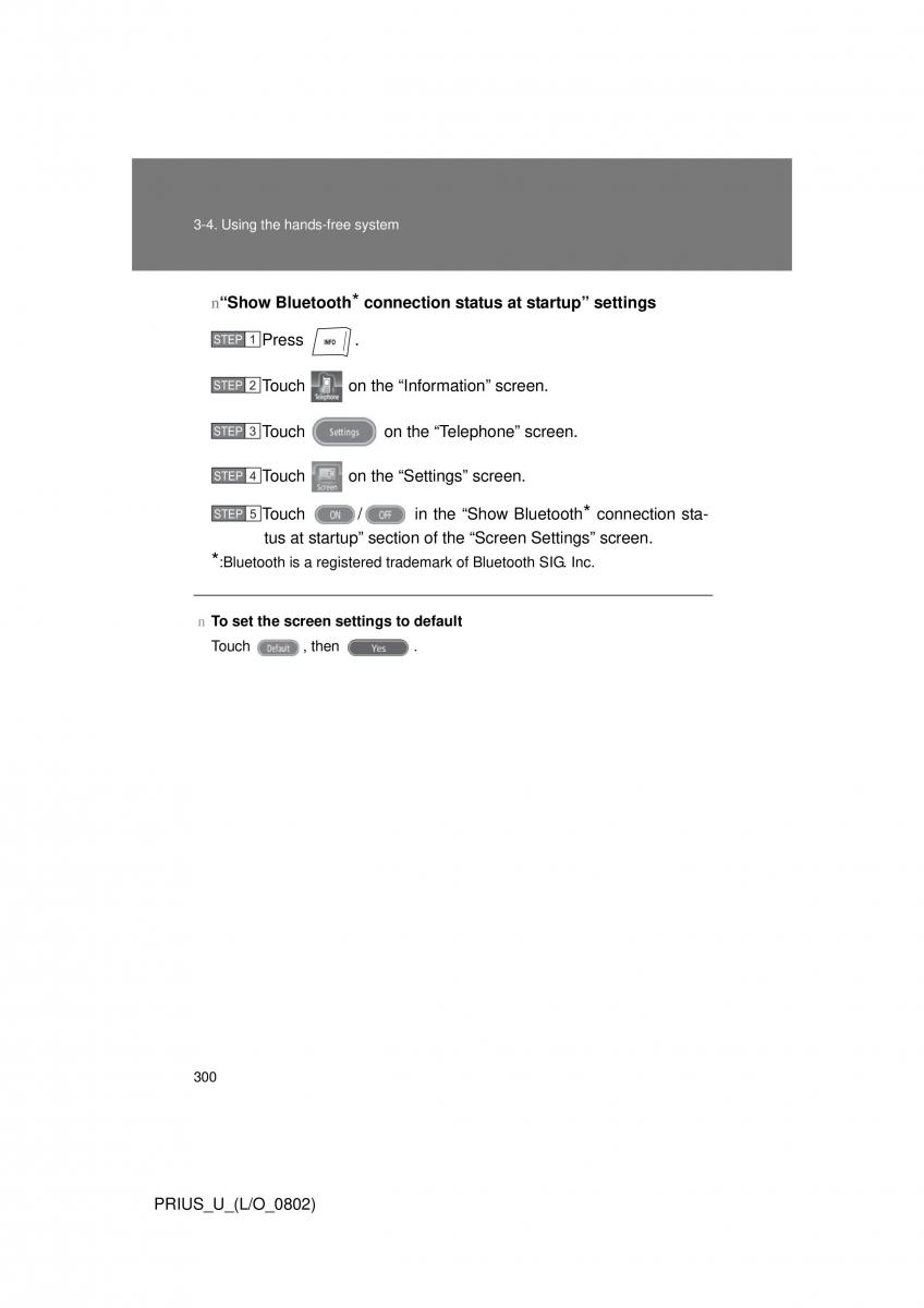 Toyota Prius II 2 NHW20 owners manual / page 291