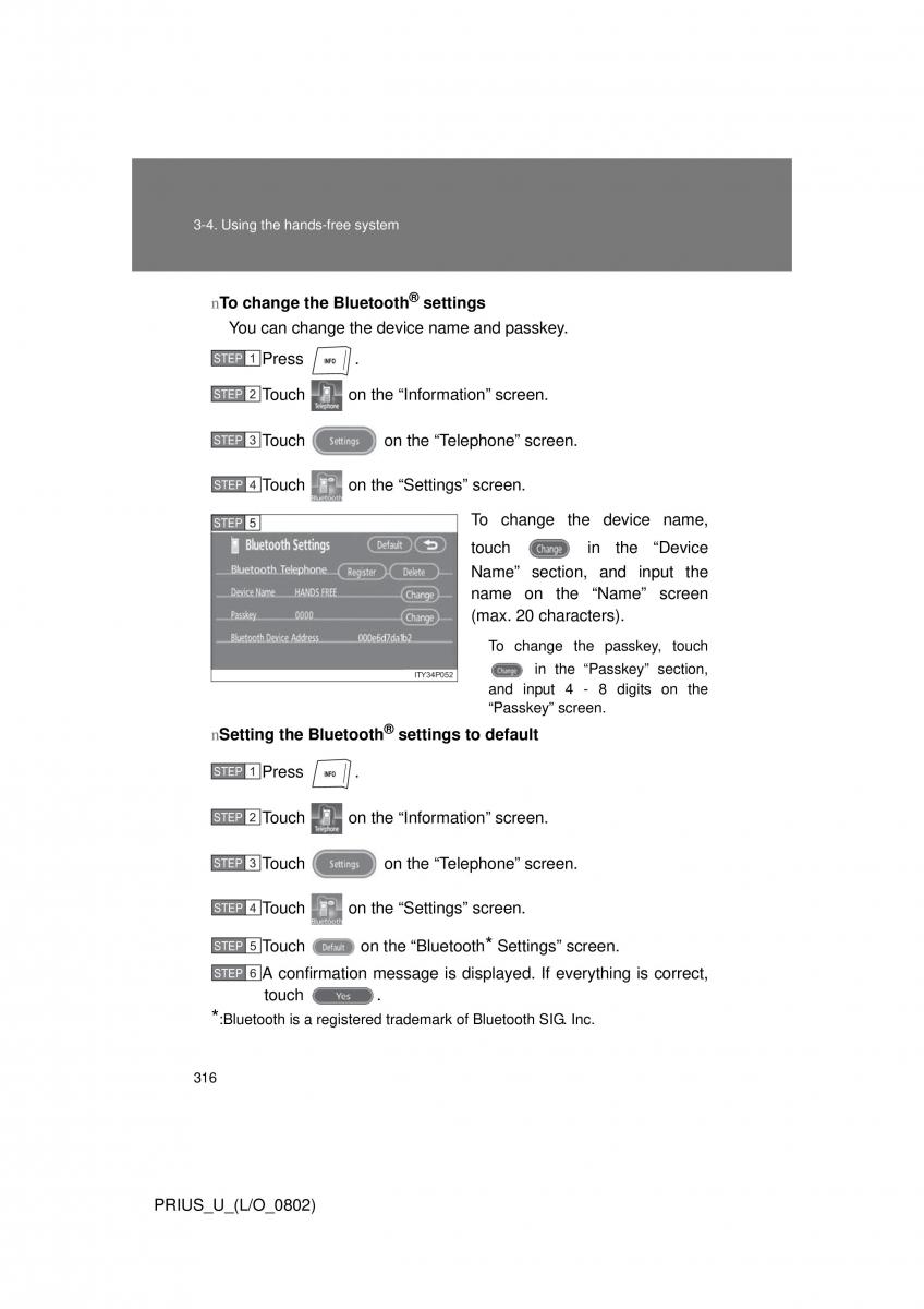 Toyota Prius II 2 NHW20 owners manual / page 307