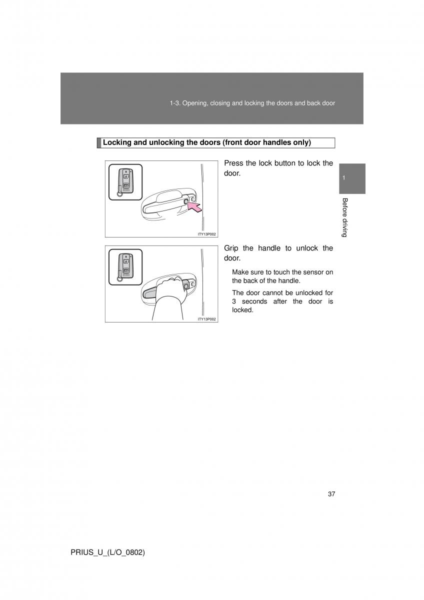 Toyota Prius II 2 NHW20 owners manual / page 31