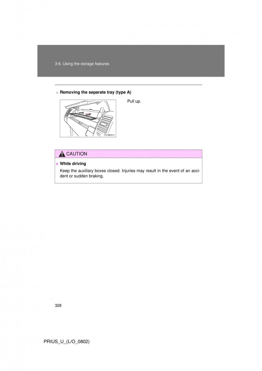 Toyota Prius II 2 NHW20 owners manual / page 319