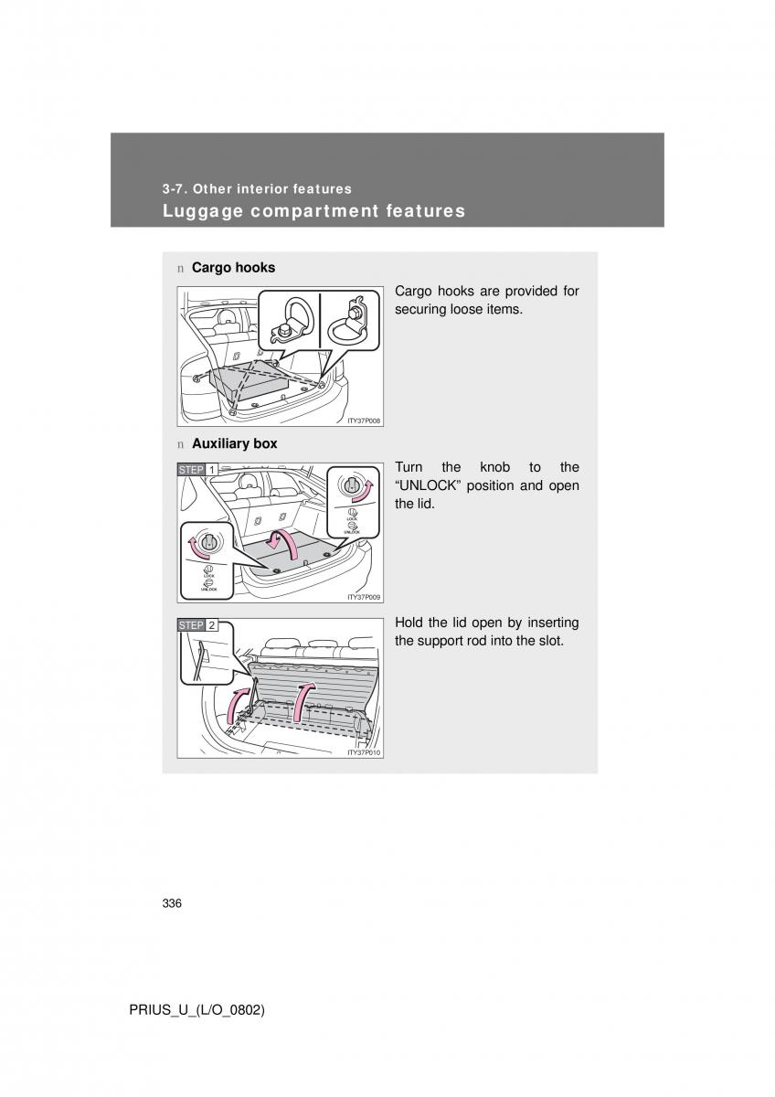 Toyota Prius II 2 NHW20 owners manual / page 327