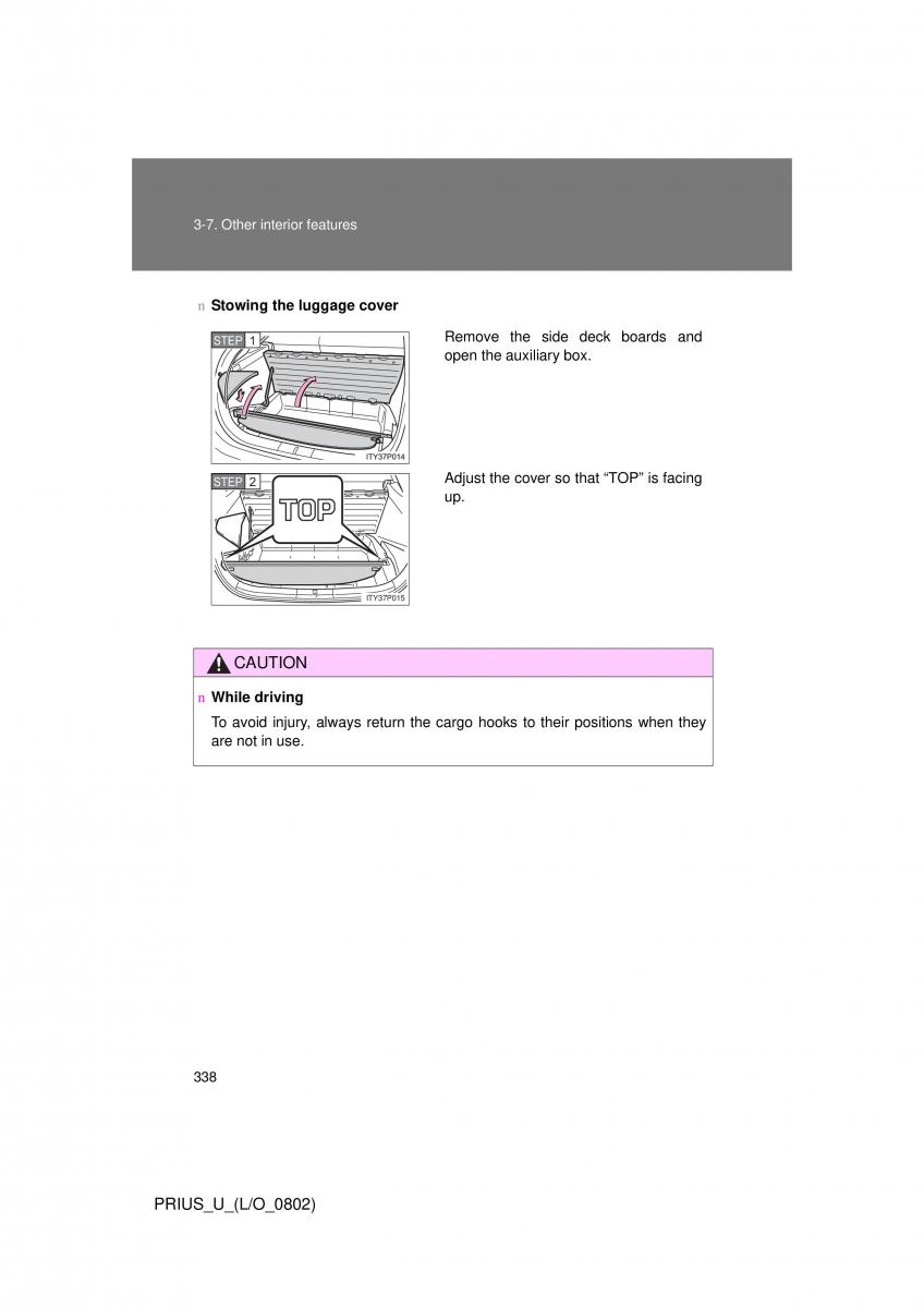 Toyota Prius II 2 NHW20 owners manual / page 329