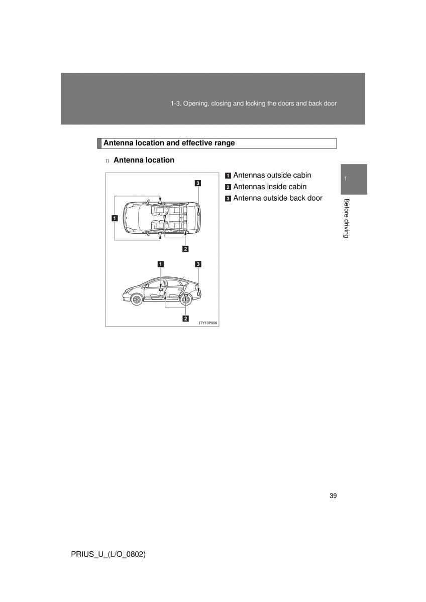 Toyota Prius II 2 NHW20 owners manual / page 33