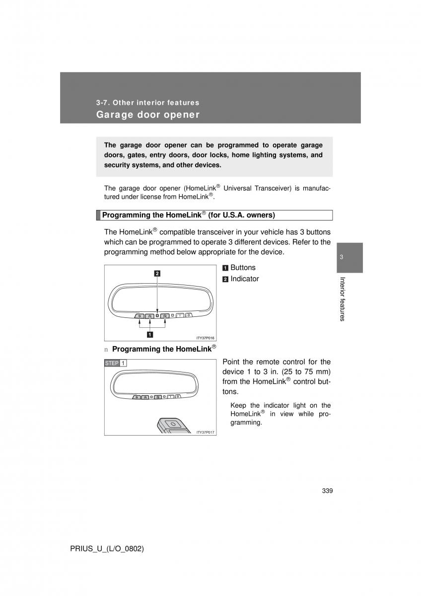 Toyota Prius II 2 NHW20 owners manual / page 330