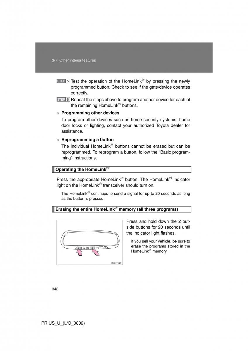 Toyota Prius II 2 NHW20 owners manual / page 333