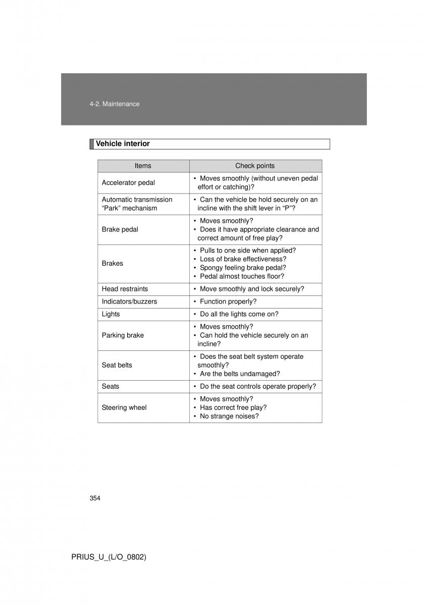 Toyota Prius II 2 NHW20 owners manual / page 344