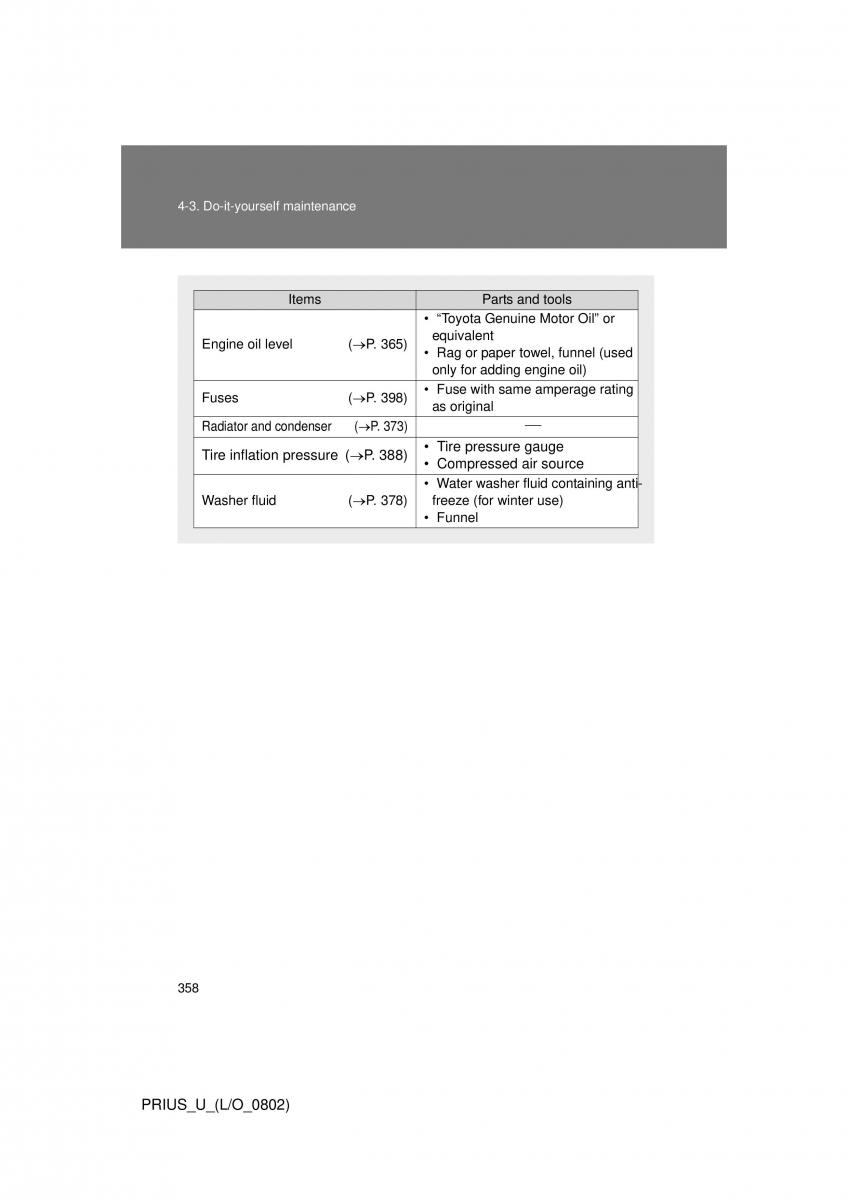 Toyota Prius II 2 NHW20 owners manual / page 348