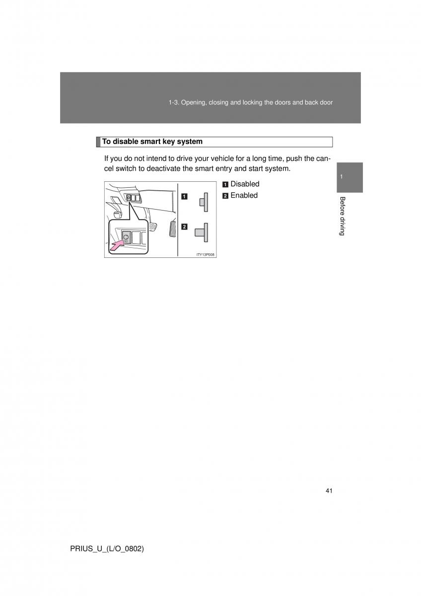 Toyota Prius II 2 NHW20 owners manual / page 35