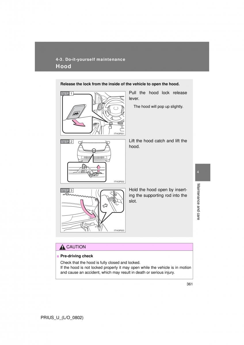 Toyota Prius II 2 NHW20 owners manual / page 351