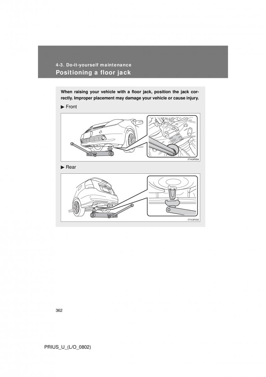 Toyota Prius II 2 NHW20 owners manual / page 352