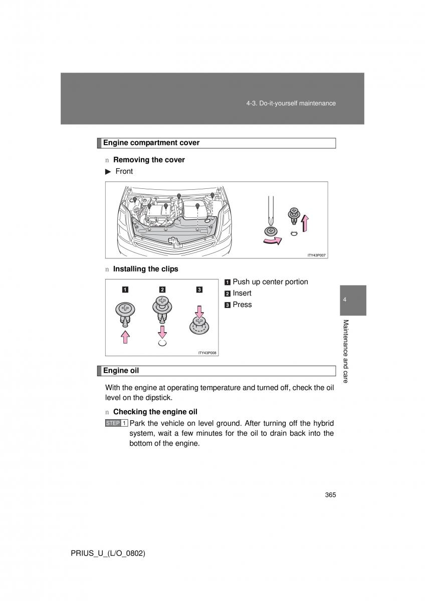 Toyota Prius II 2 NHW20 owners manual / page 355