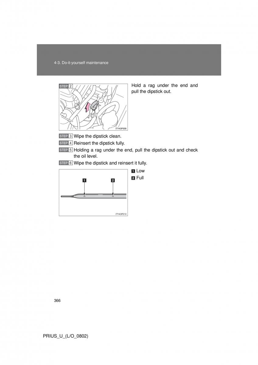 Toyota Prius II 2 NHW20 owners manual / page 356