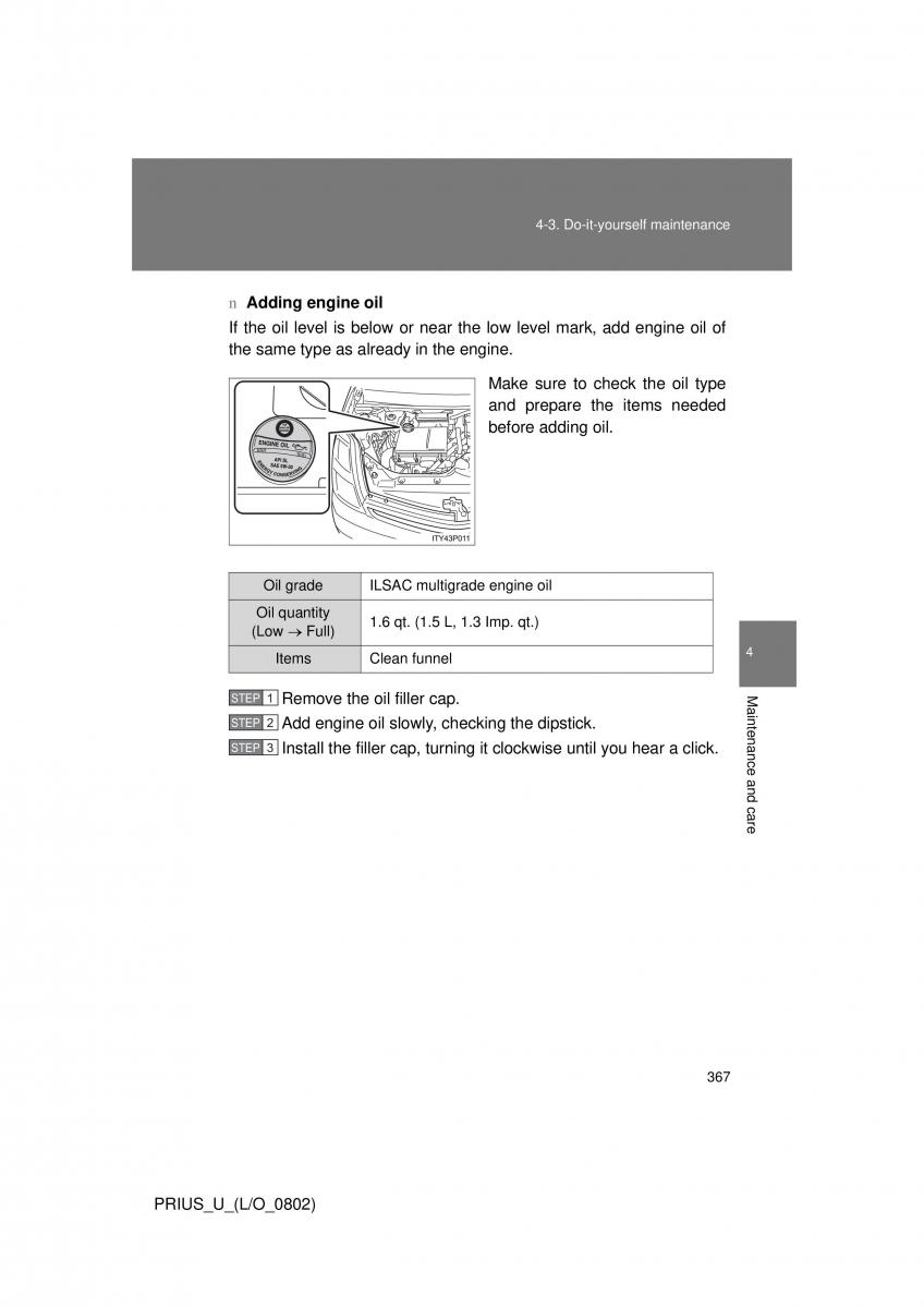 Toyota Prius II 2 NHW20 owners manual / page 357