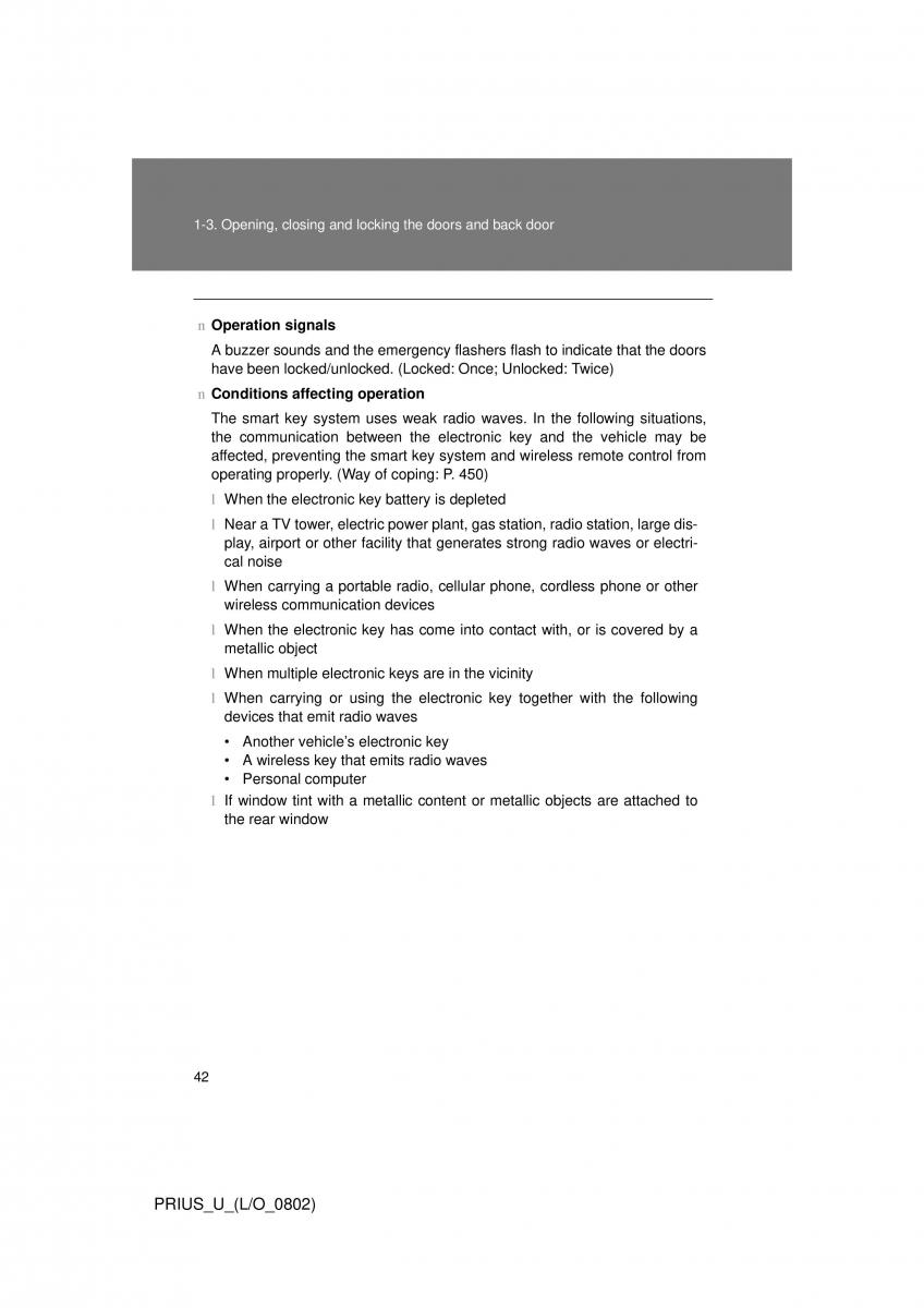 Toyota Prius II 2 NHW20 owners manual / page 36