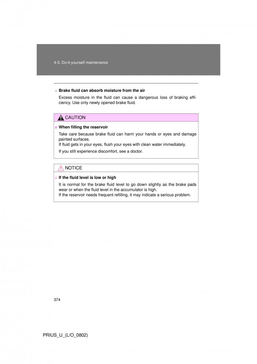 Toyota Prius II 2 NHW20 owners manual / page 364