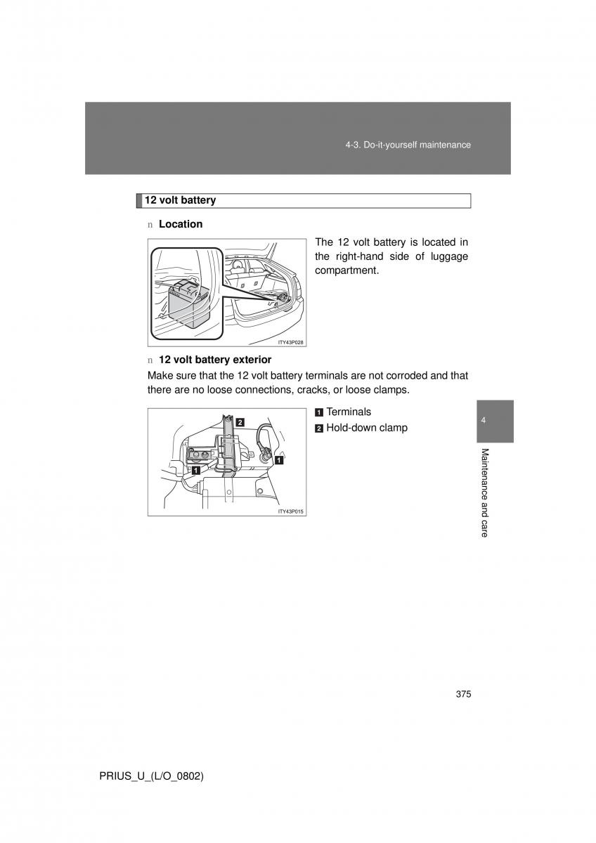 Toyota Prius II 2 NHW20 owners manual / page 365