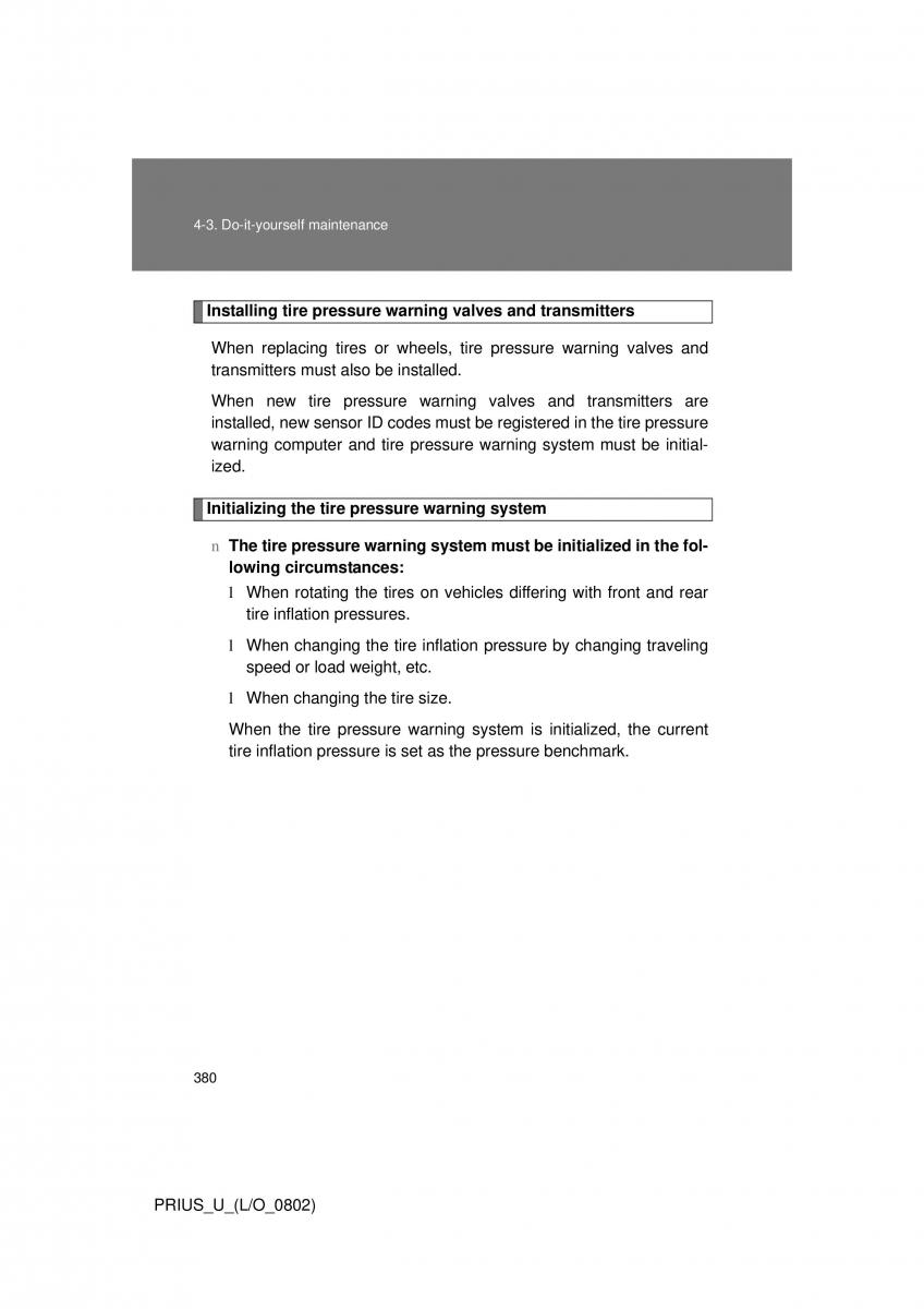 Toyota Prius II 2 NHW20 owners manual / page 370