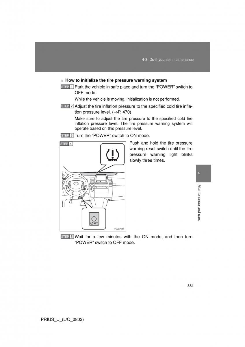 Toyota Prius II 2 NHW20 owners manual / page 371