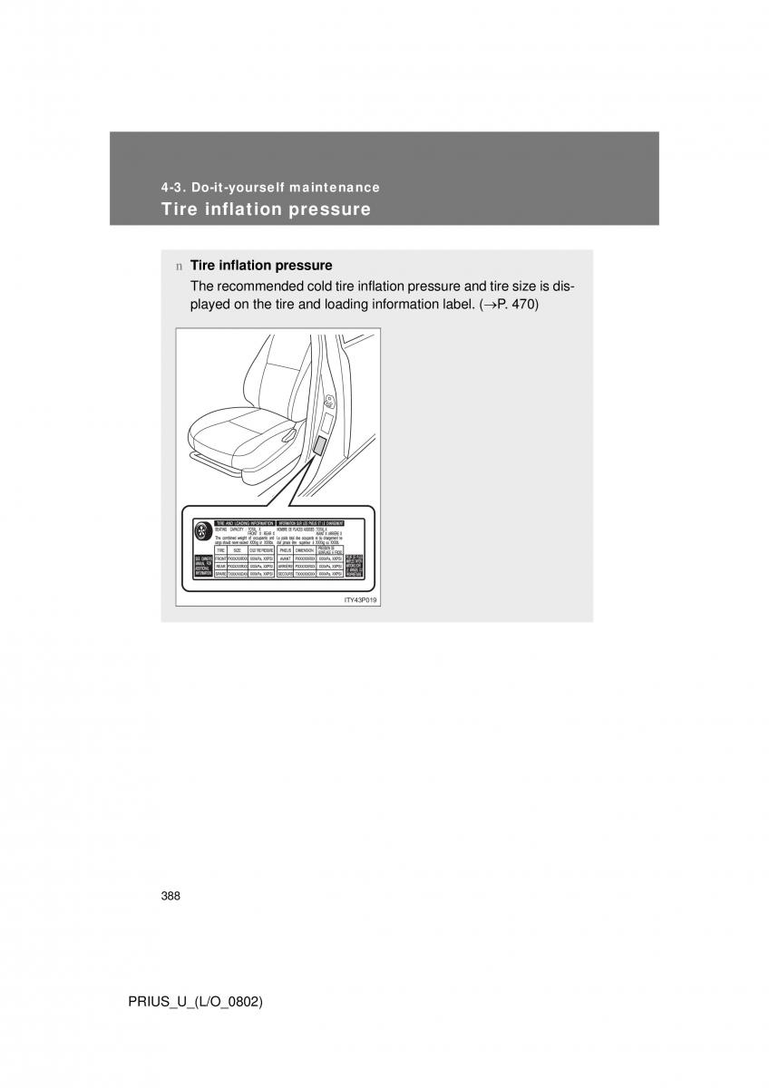 Toyota Prius II 2 NHW20 owners manual / page 378