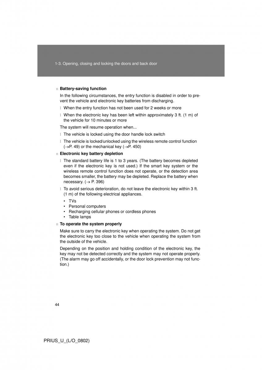 Toyota Prius II 2 NHW20 owners manual / page 38