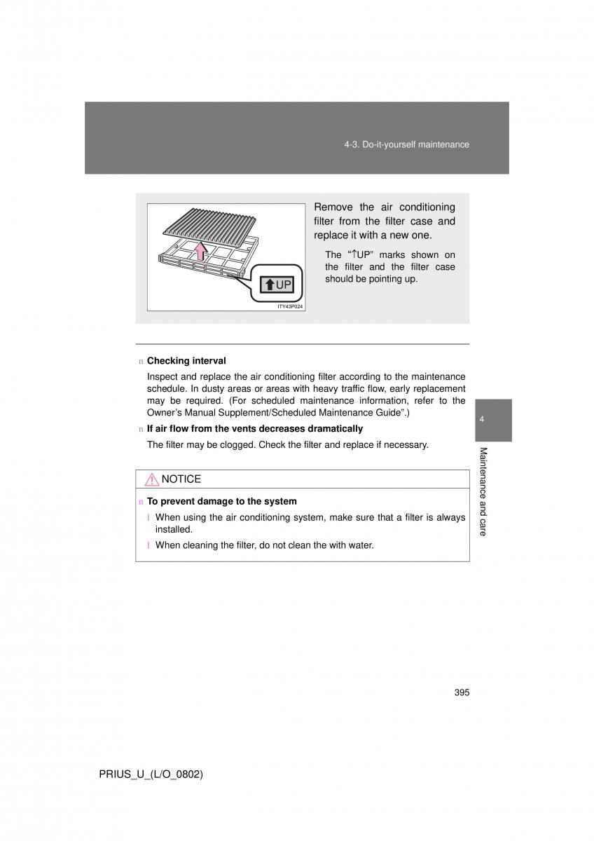 Toyota Prius II 2 NHW20 owners manual / page 385