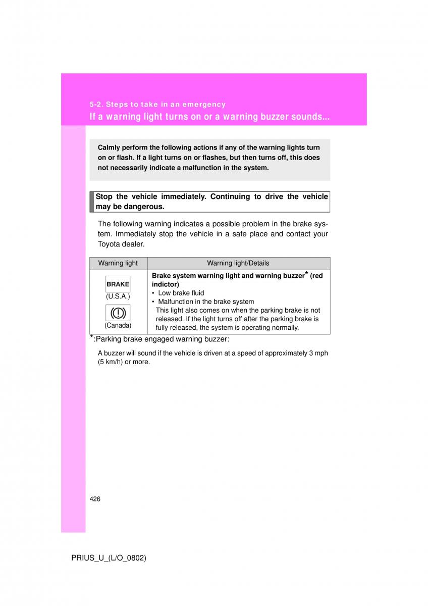 Toyota Prius II 2 NHW20 owners manual / page 415