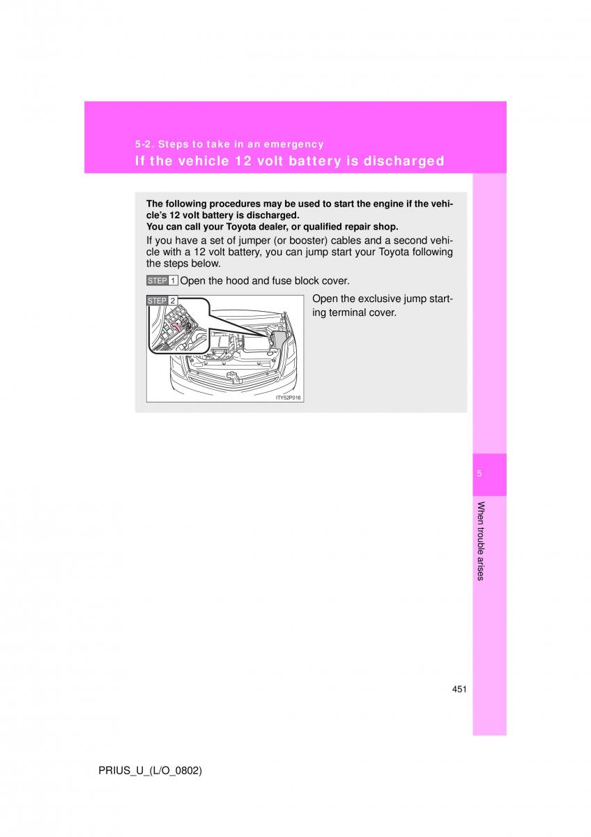 Toyota Prius II 2 NHW20 owners manual / page 440