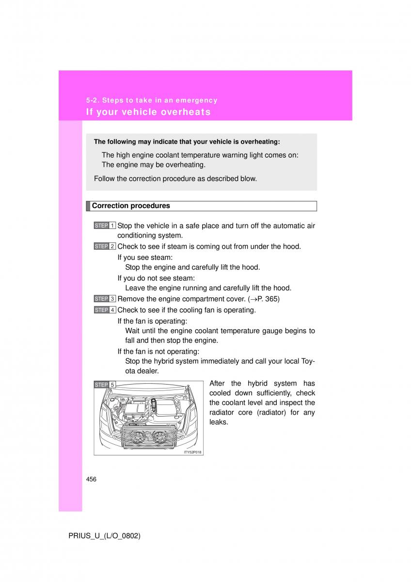 Toyota Prius II 2 NHW20 owners manual / page 445