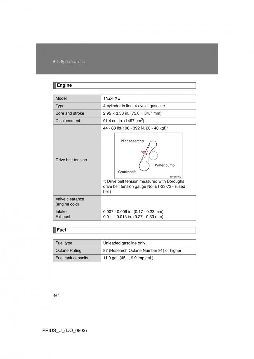 Toyota Prius II 2 NHW20 owners manual / page 452