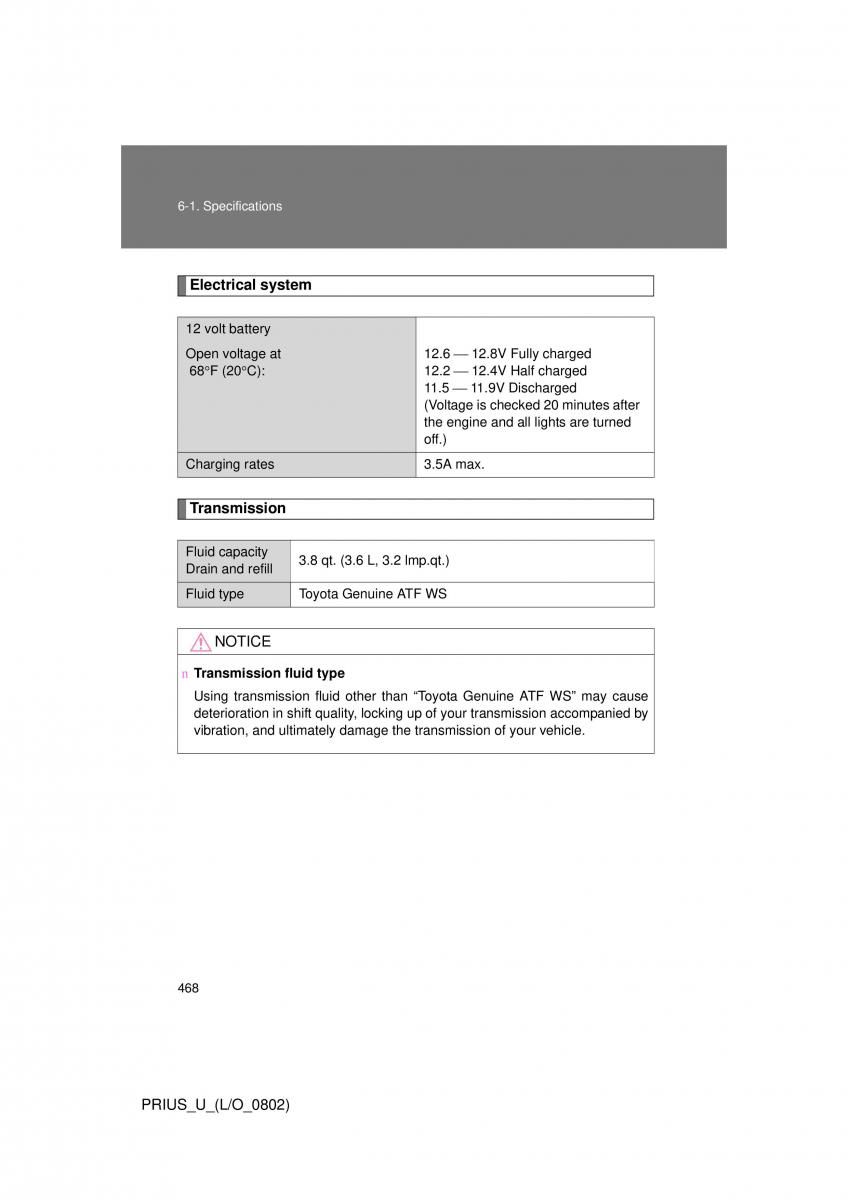 Toyota Prius II 2 NHW20 owners manual / page 456