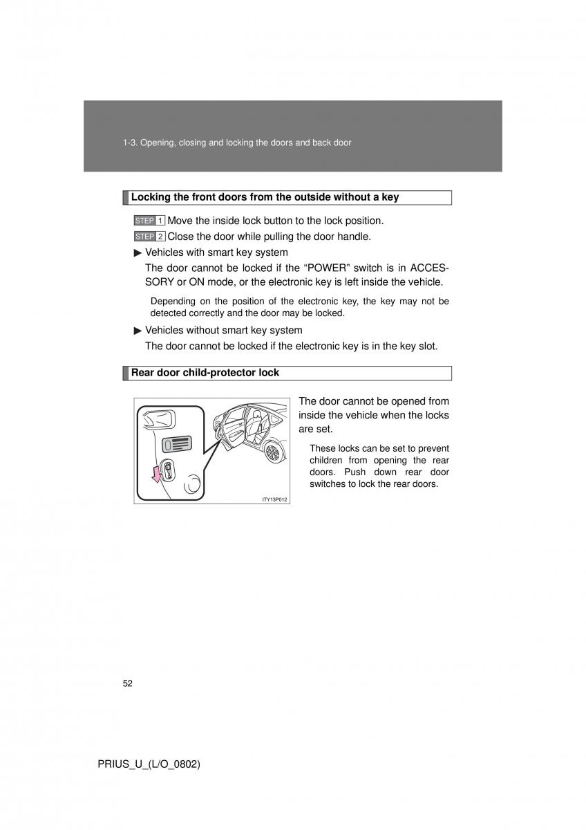 Toyota Prius II 2 NHW20 owners manual / page 46