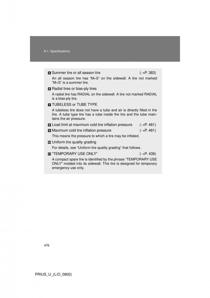 Toyota Prius II 2 NHW20 owners manual / page 464