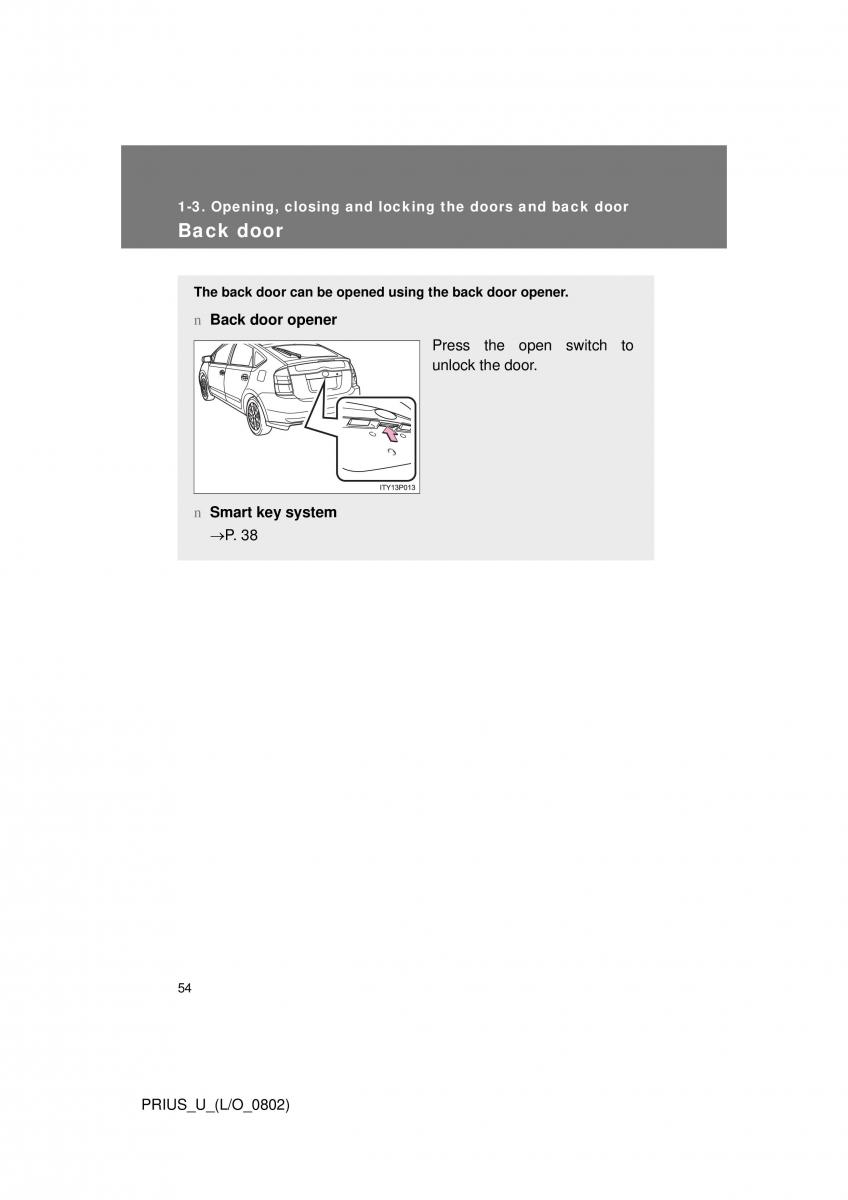 Toyota Prius II 2 NHW20 owners manual / page 48