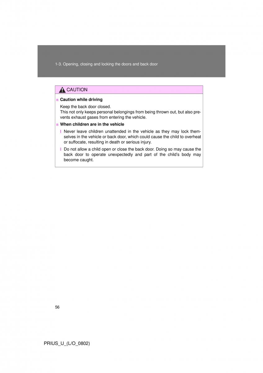 Toyota Prius II 2 NHW20 owners manual / page 50