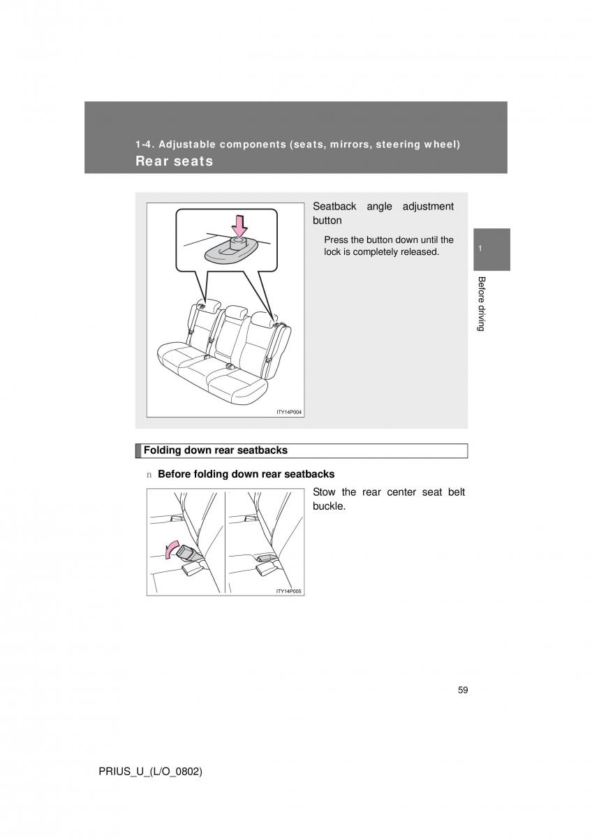 Toyota Prius II 2 NHW20 owners manual / page 53