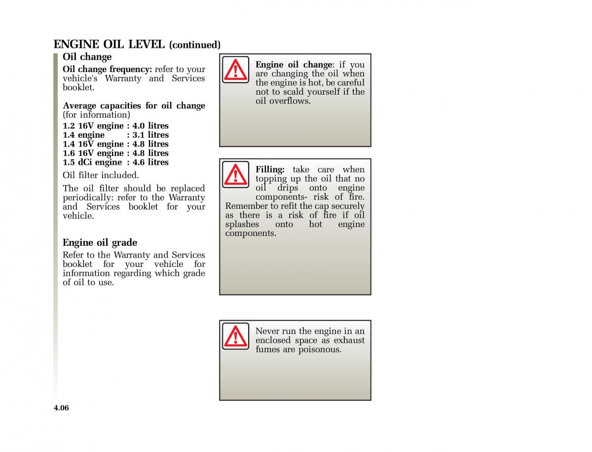 Renault Clio II 2 sedan owners manual / page 109