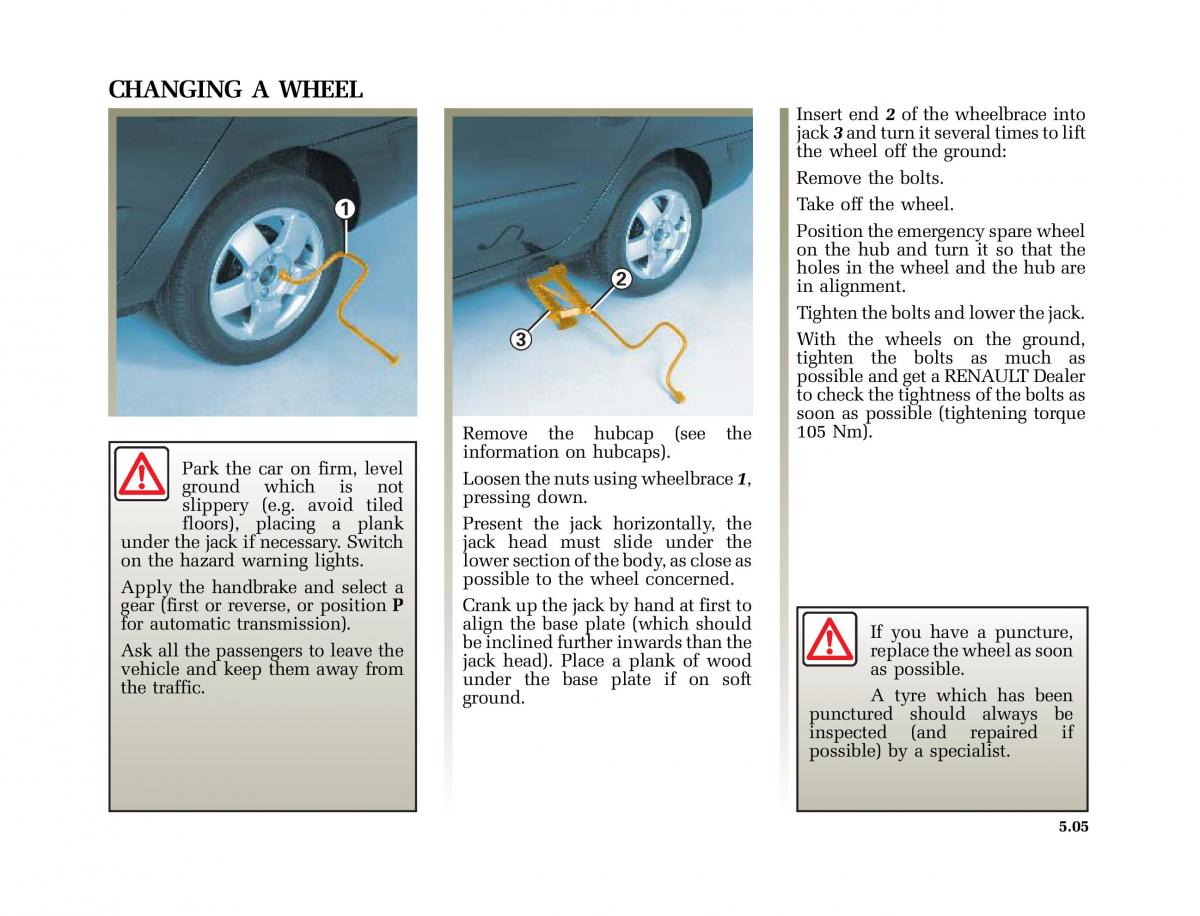 Renault Clio II 2 sedan owners manual / page 122