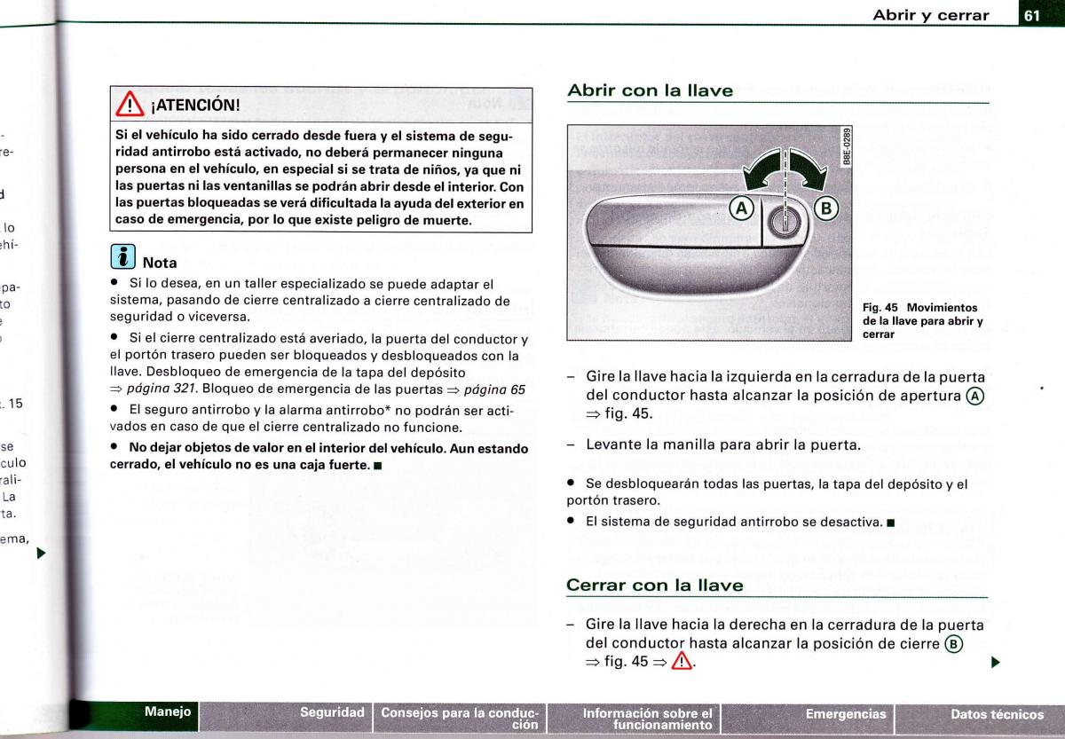 Audi A4 B6 8E manual del propietario / page 57