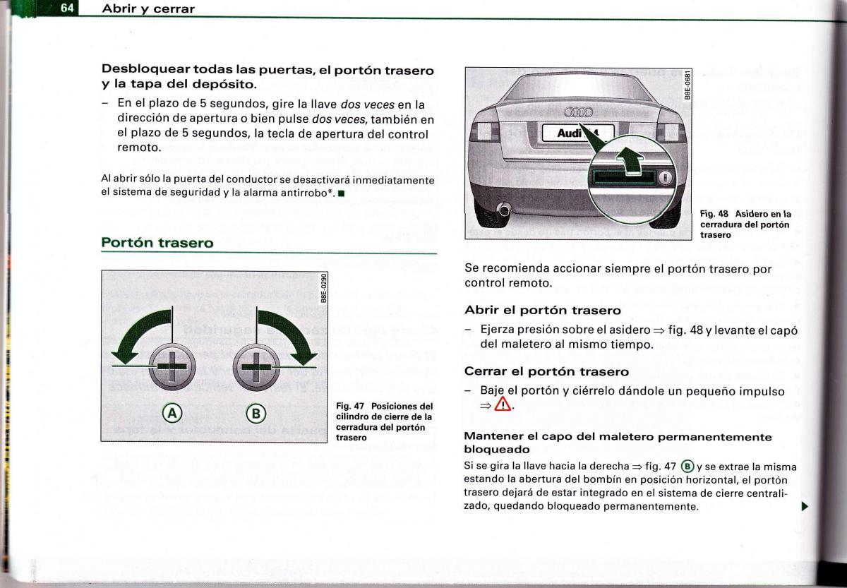 Audi A4 B6 8E manual del propietario / page 60