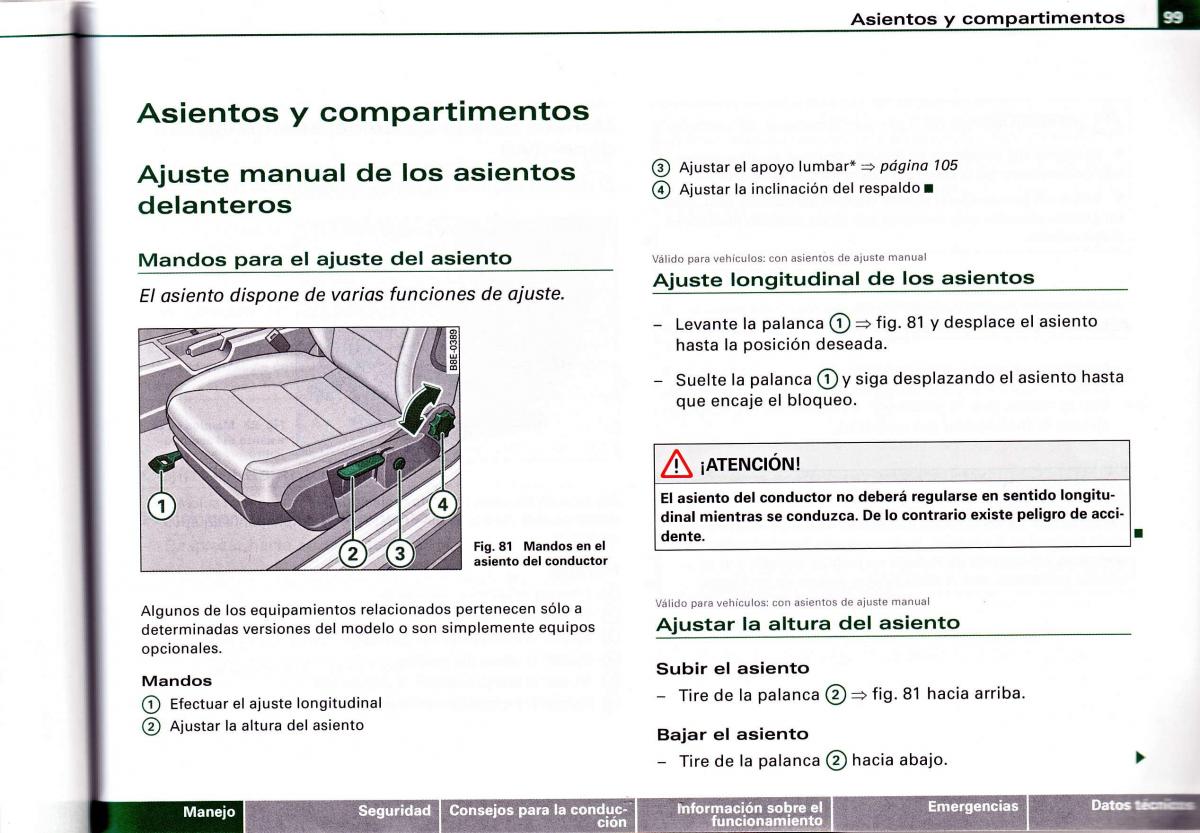 Audi A4 B6 8E manual del propietario / page 95