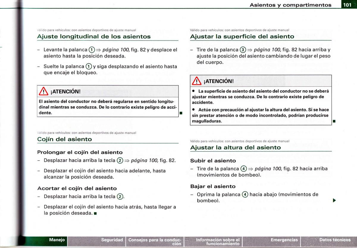 Audi A4 B6 8E manual del propietario / page 97