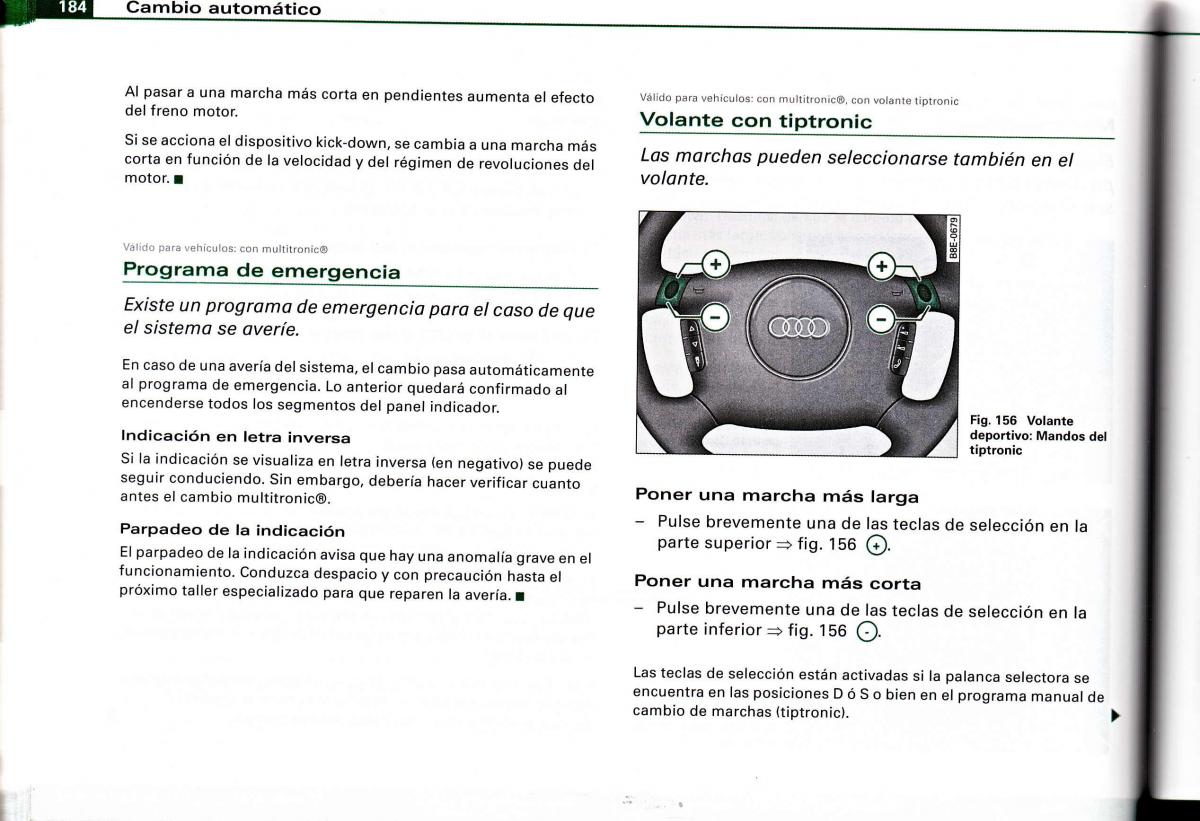 Audi A4 B6 8E manual del propietario / page 180