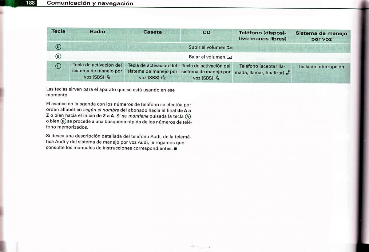 Audi A4 B6 8E manual del propietario / page 184