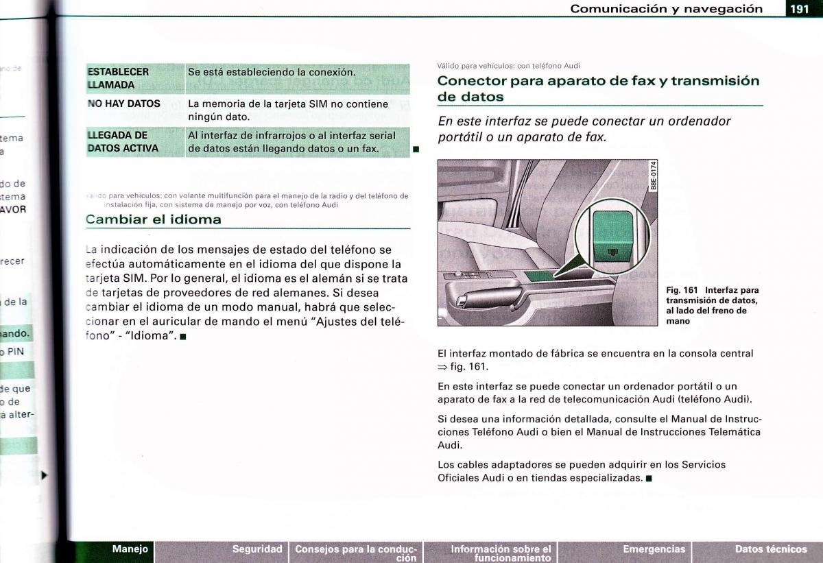 Audi A4 B6 8E manual del propietario / page 187