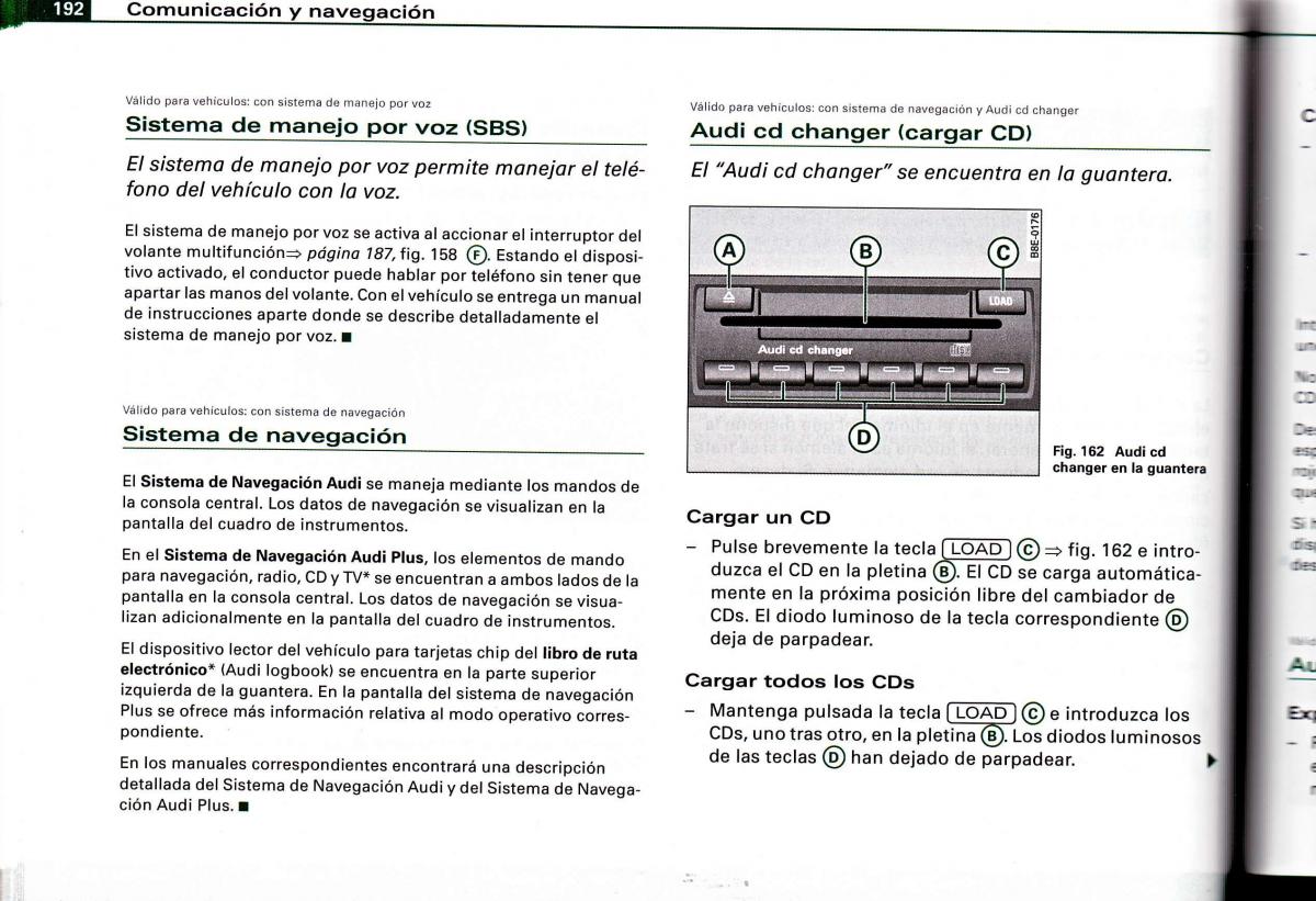 Audi A4 B6 8E manual del propietario / page 188