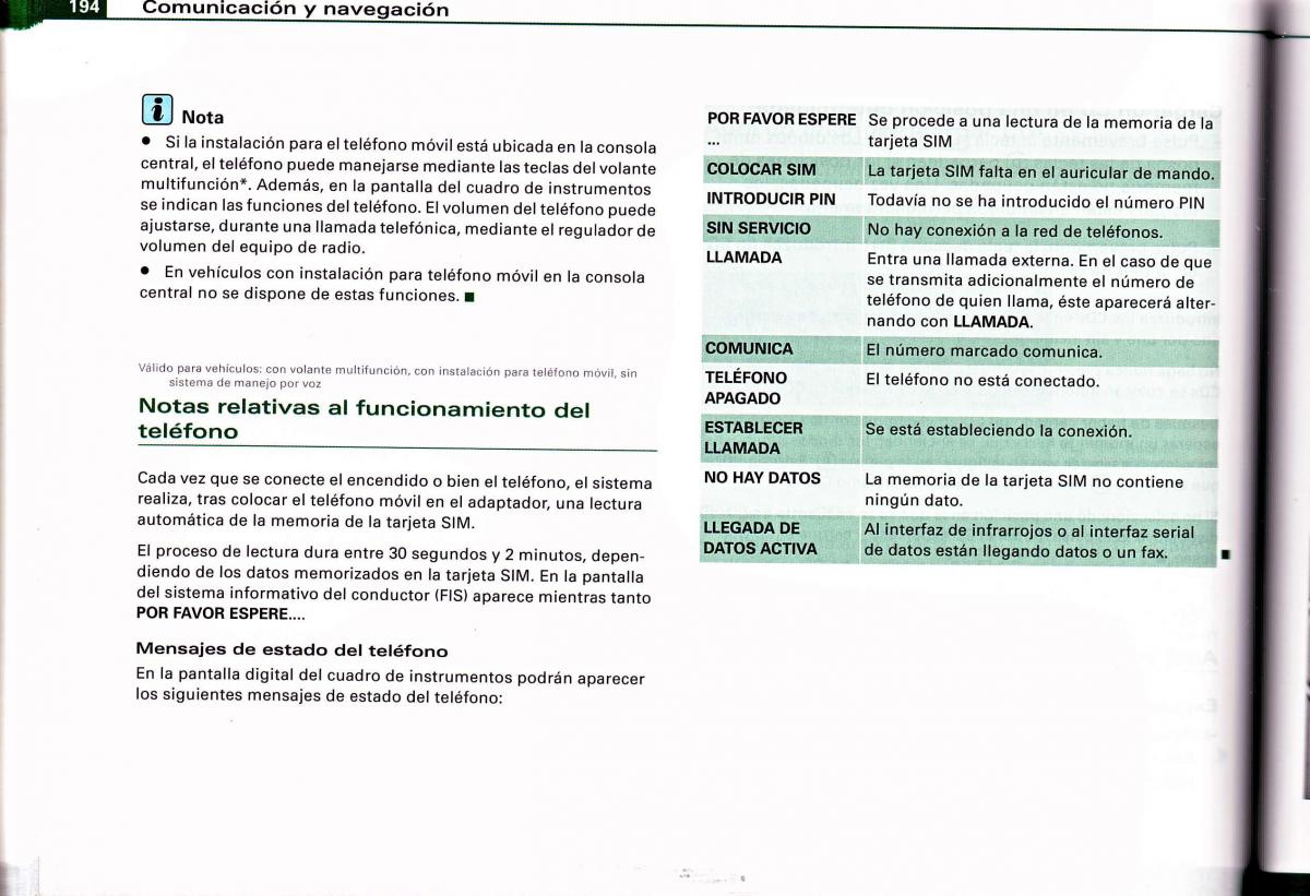 Audi A4 B6 8E manual del propietario / page 190