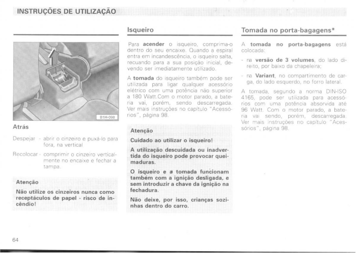 VW Passat B4 manual do usuario / page 66